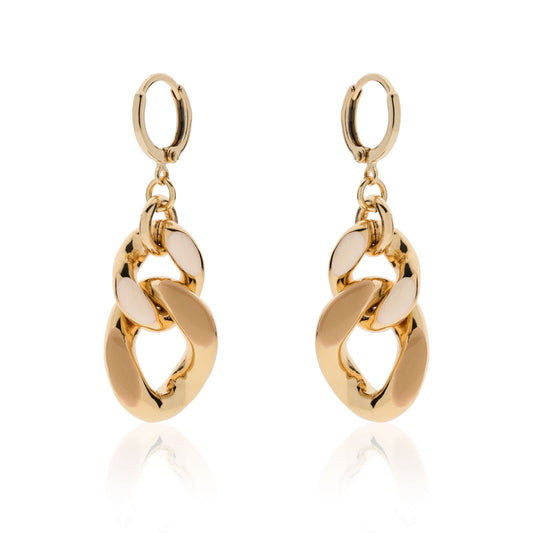 UNOAERRE - Orecchini groumette smalto nocciola e beige