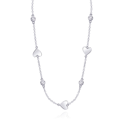 MABINA - Silver Hearts and Light Points Necklace