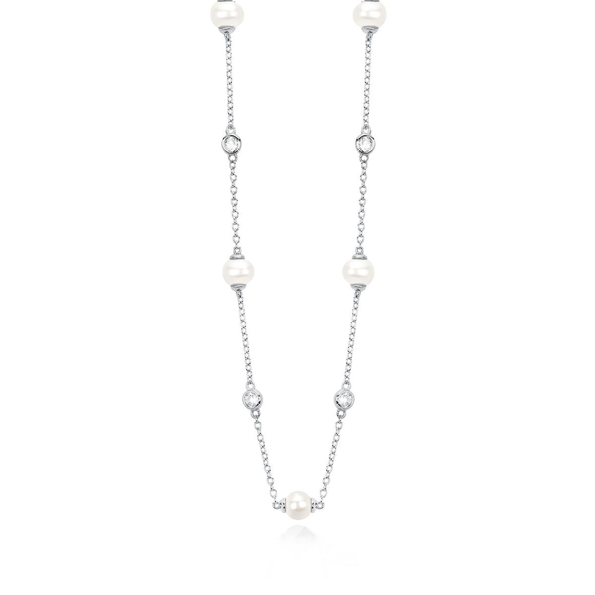 MABINA - Pearls and Zircons Necklace