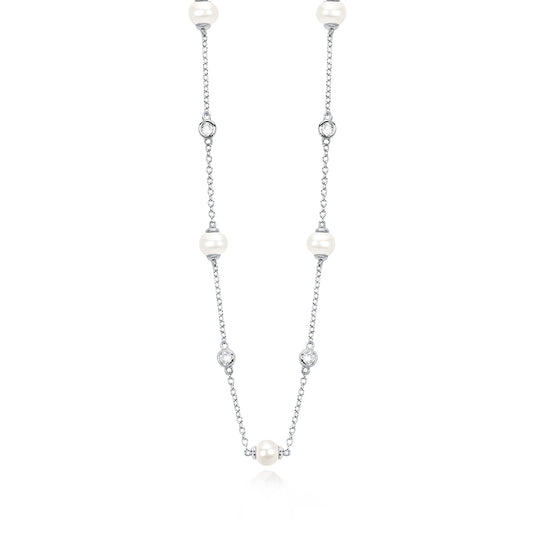 MABINA - Pearls and Zircons Necklace