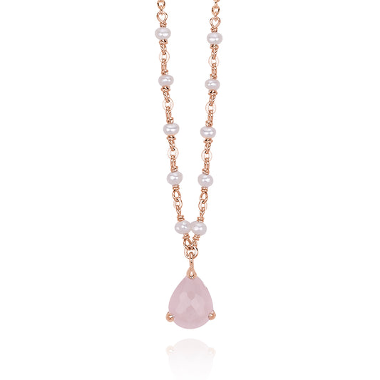 MABINA - Collana con Quarzo Rosa