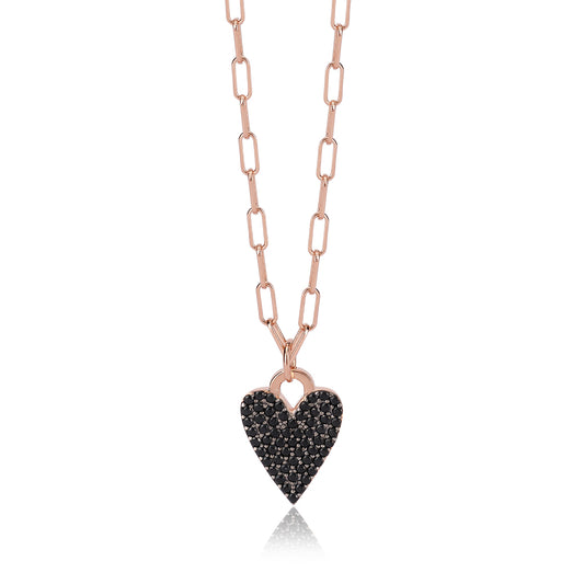 MABINA - Collana Cuore Rose Black