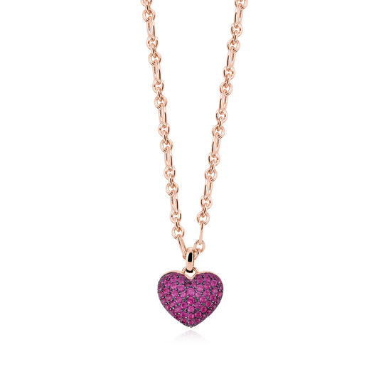 MABINA - Collana Cuore Rubino Sintetico
