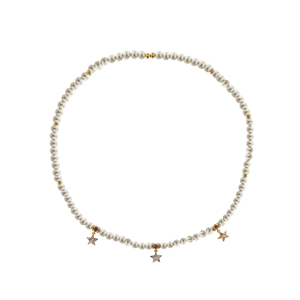 RUE DES MILLE - Collana con Elastico, Perle e Tre Stelle Galactica
