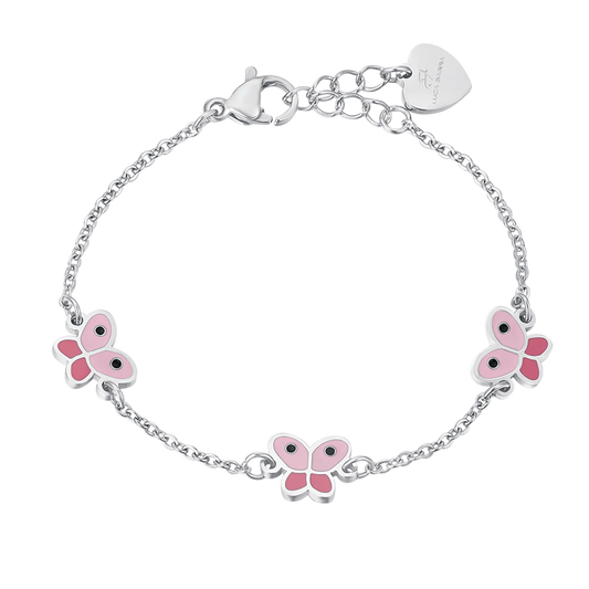 LUCA BARRA - Bracciale Farfalle in Acciaio