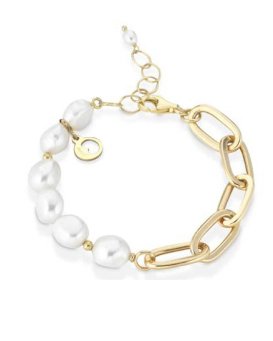 LELUNE - Bracciale perle e catena dorata