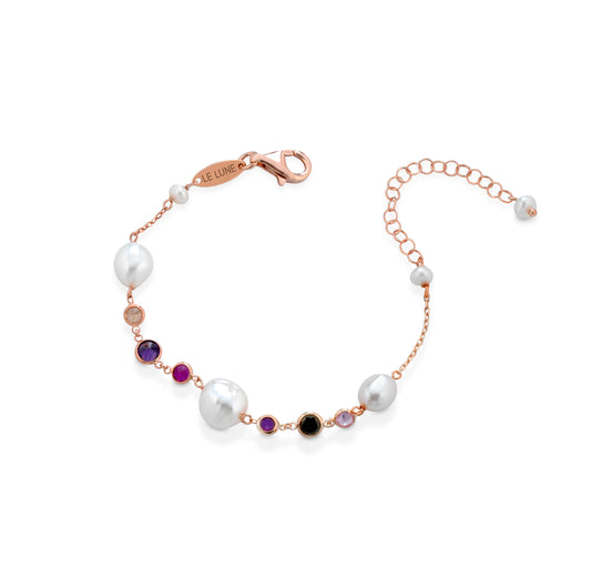 LELUNE - Bracciale con Perle Barocche e Zirconi Multicolor