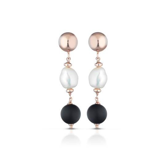 LELUNE - Pearls and Onyx Earrings