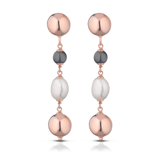 LELUNE - Pearls and Pink Hematite Earrings