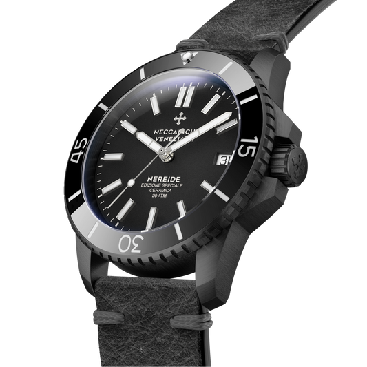 MECCANICHE VENEZIANE - NEREIDE Ø42MM Edizione Speciale Ceramica - Ardesia Pelle PVD