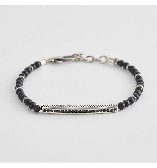 MABINA UOMO - Bracciale Agata Nera