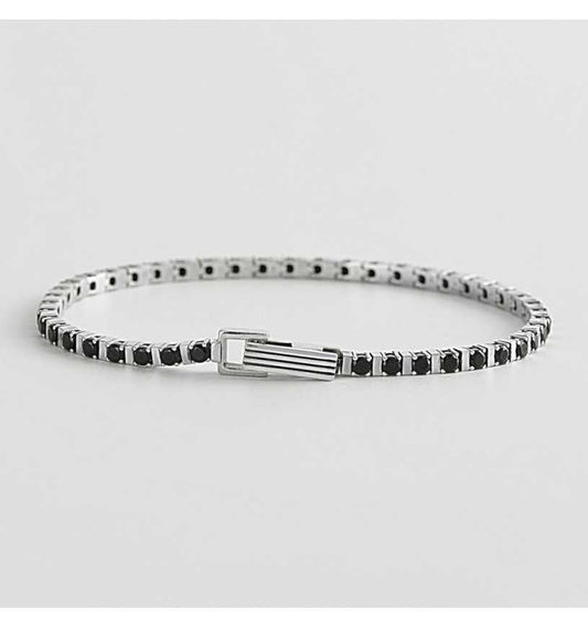 MABINA UOMO - Bracciale Tennis Nero Alternato