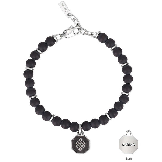 2JEWELS - Steel and Onyx Karma bracelet