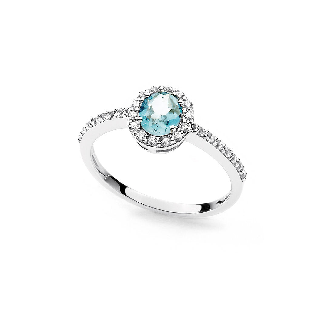 AMBROSIA - Ring with Red, Blue, Light Blue or Green Crystal