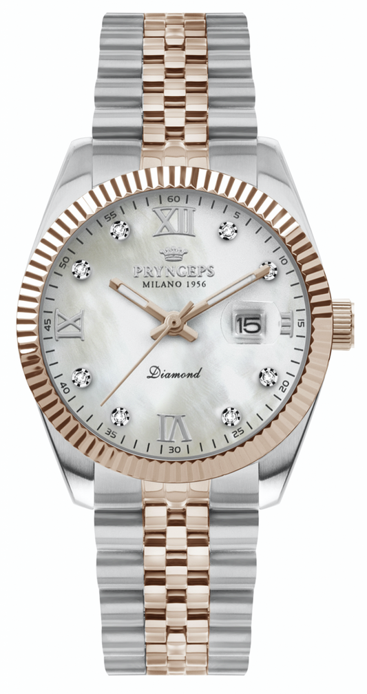 PRYNGEPS - Orologio Acciaio Rose Gold Diamanti