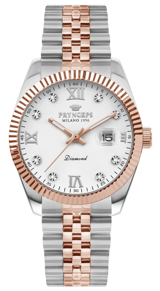 PRYNGEPS - Orologio Acciaio Rose Gold Diamanti