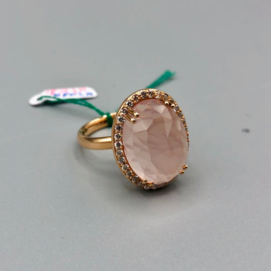 Valenza Jewels - Rose Quartz and Diamonds Ring