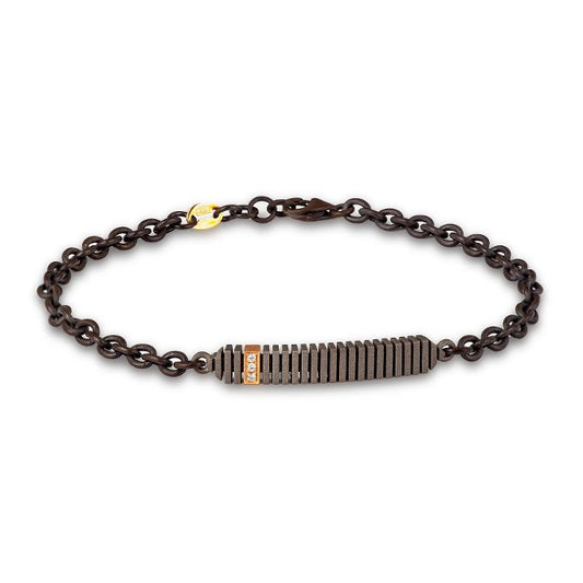 MANO - Bracciale con Plachetta in Titanio, Oro e Diamanti Black