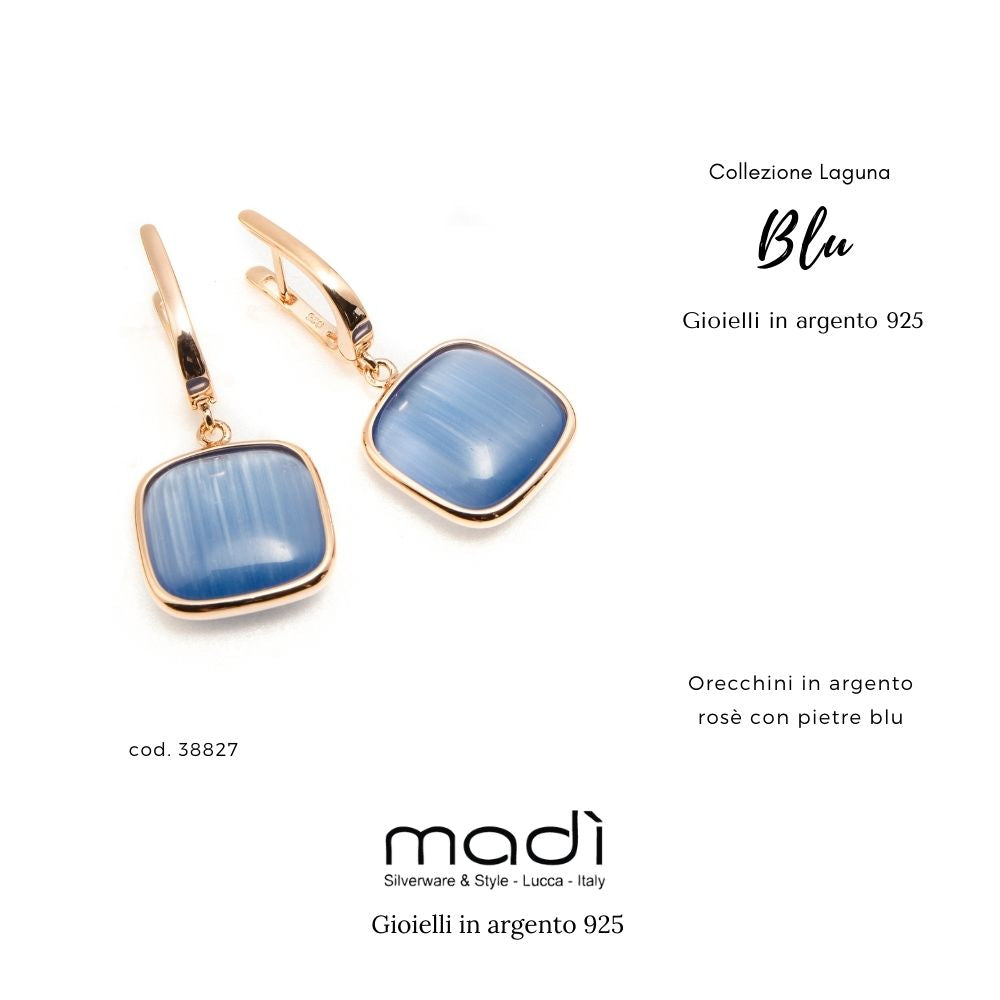 MADI '- Silver and Blue Stone Earrings
