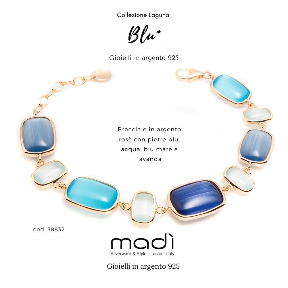 MADI '- Bracelet in Silver, Blue Stones, Water and Lavender