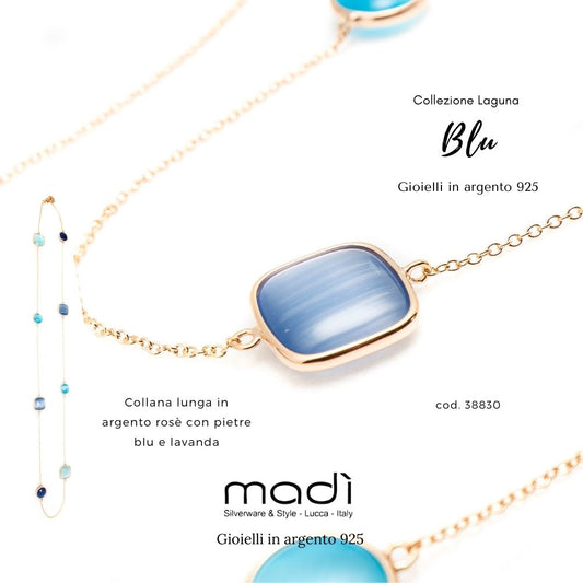 MADI '- Necklace in Silver, Blue Stones and Lavender