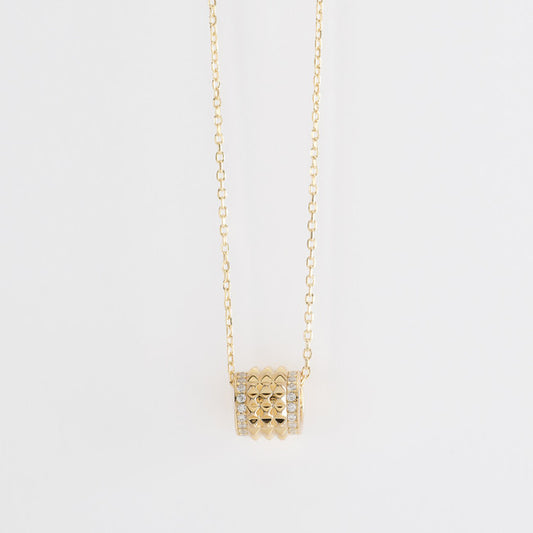 MABINA - Collana Con Cilindro Borchie e Zirconi